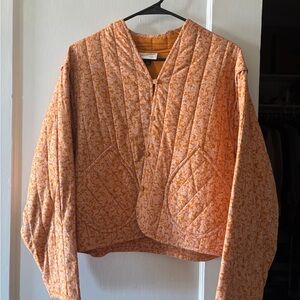 Universal Thread Orange Floral Puffer Jacket